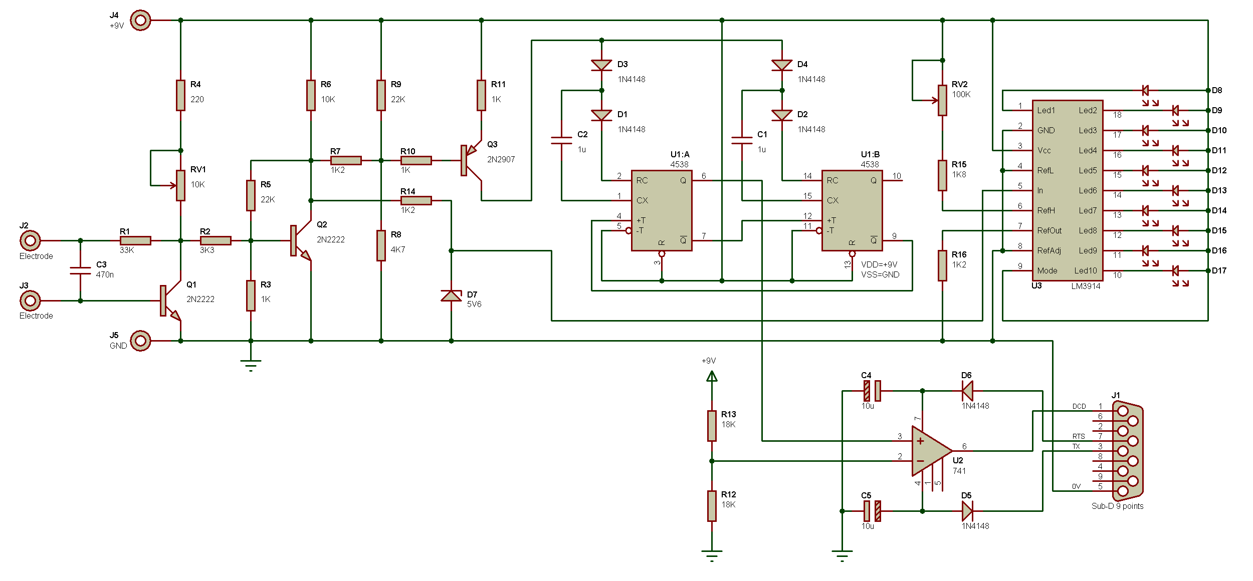 Electronique - Realisations - Detecteur mensonges