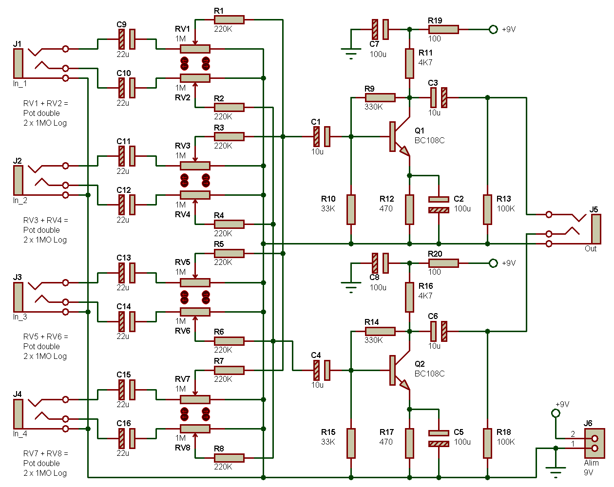 table de mixage schema electronique