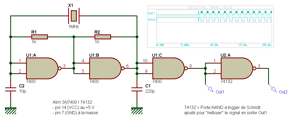 Oscillateur quartz 1 MHz