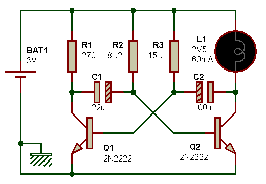 LED clignotant avec un transistor unijonction