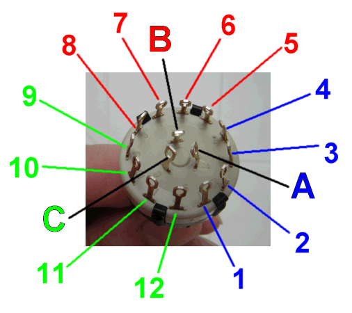 Interrupteur Commutateur Rotatif 2 Circuits 6 Positions - Sélecteur - Avec Écrou Et Rondelle